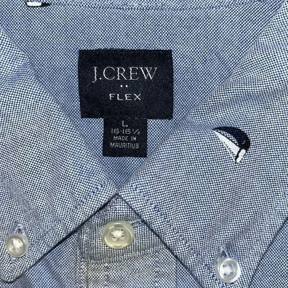 Flex- J.Crew haberdashery Blue Chambray Sailboat sailing yacht club casual shirt